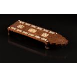 A Chinese carved boxwood and ivory cribbage board, circa 1840,