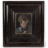 Theodore Recknagel (German 1865-1945)/Woman with Headdress/signed/oil on panel, 17.5cm x 13.