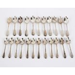 A set of twelve silver coffee spoons, WSS, Sheffield 1908, with bright cut decoration,
