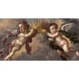 17th Century Anglo Flemish School/Putti supporting the Coronet of a Marquess/oil on panel,