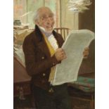 George Fox (British 1876-1916)/Gentleman Reading the Newspaper/signed/oil on board, 29cm x 21.