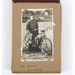 A mid 20th Century photograph album depicting speedway riders and boxing champions,