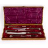 A silver mounted five-piece carving set, H H, Sheffield circa 1895,