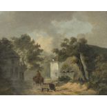 Julius Caesar Ibbetson (British 1759-1817)/Horse and Small Wagon on a Country Lane/oil on canvas,