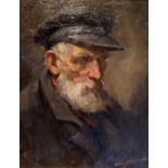Henry Raeburn Dobson (Scottish 1901-1985)/Portrait of a Man in a Black Hat/signed/oil on canvas,
