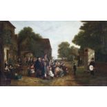 After Thomas Webster (British 1800-1886)/Punch/a gathering at a vicarage watching the show/oil on