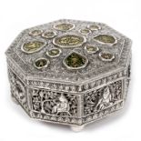 An Indian thewa gold, glass and white metal box, Pratapgarth, Rajasthan,