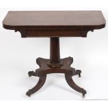 A Regency mahogany card table, crossbanded,