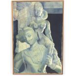 S Murugesan/Indian Carving/signed/oil on canvas,