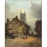 Henry Foley (British 1848-1874)/Continental Townscape/signed/oil on canvas,