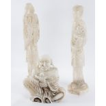 Three white hardstone figures to include Buddha,