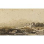 Manner of David Cox/Cottages and Figures in Mountainous River Landscape/bears signature/watercolour,