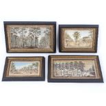 A pair of framed prints depicting London Pleasure Gardens, 23cm x 40cm and another pair similar,