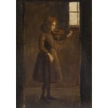 19th Century/Girl playing a Violin/oil on panel, 32.