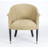 A tub chair upholstered in Nobilis striped fabric,