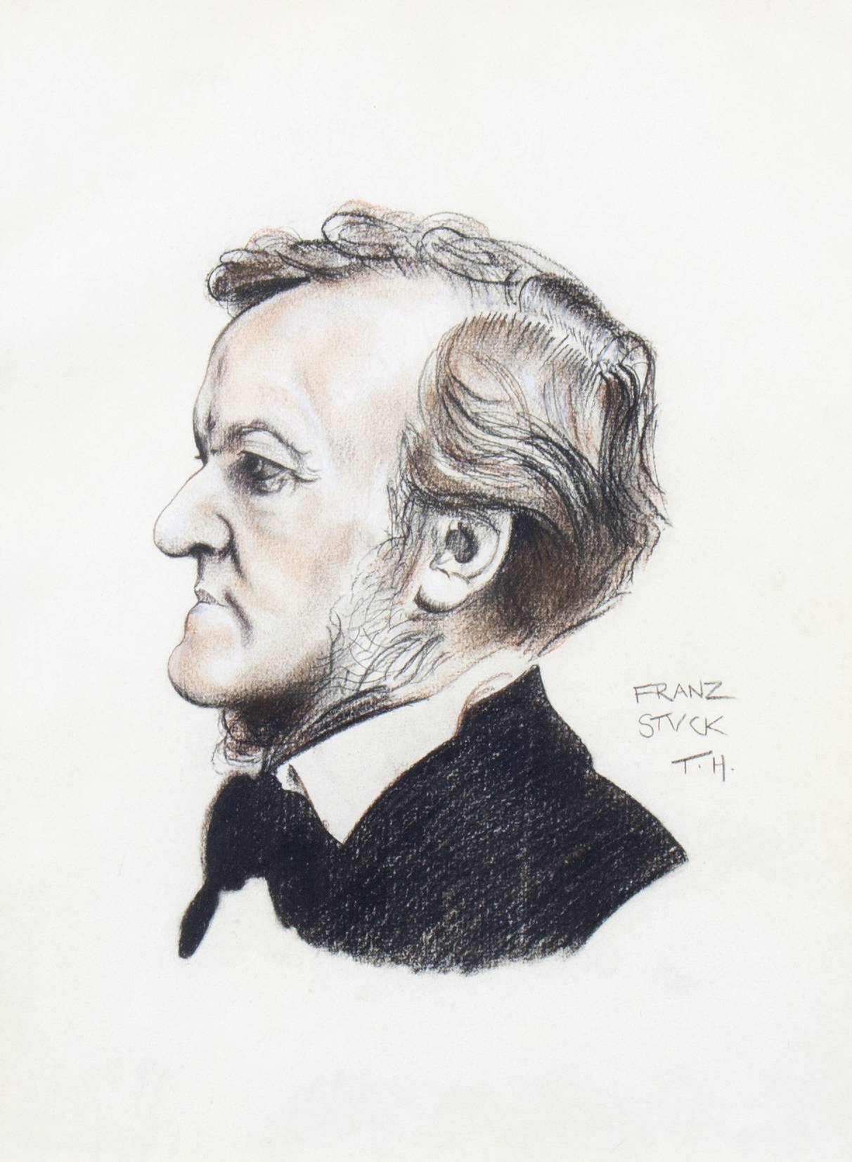Timothy J Howard (20th Century) after Stuck/Portrait of Richard Wagner/bearing signature Franx