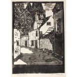 Jean L Bertram/Chanonry Wynd, Brechin/signed and dated 1933/woodcut, plate size 27.5cm x 19.