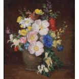 Beatrice M Hardy (British, 20th Century)/Still Life of Flowers/oil on board,