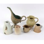 A group of studio ceramics to include a Sarah Durston porcelain jug,