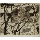 Condie (20th Century)/House Through Trees/signed/etching, 12.5cm x 15.