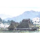 Brian Williams (American, born 1950)/Japanese Thatched Houses/watercolour, 14.5cm x 22.