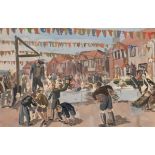Ernest George Webb (British 1876-1951)/Street Party 1945/signed/watercolour,