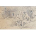 Keith Vaughan (British 1912-1977)/Two Seated Figures/initialled lower left/pencil on paper,