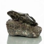 John Carlyan (British 1917-1982)/Frog/initialled JC/serpentine stone sculpture, 12.