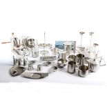 A quantity of Robert Welch Old Hall stainless steel wares, to include tea services, condiment sets,