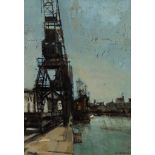 J K Howard/Crane at Plymouth Millbay Docks/signed/oil on board,