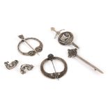 A small group of Scottish silver jewellery to include a brooch by John Collie, Oban,