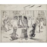 Louis Wain (British 1860-1939)/Preliminary sketch for Playbox Annual/pen and ink,