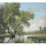Leslie Ernest Parkinson (20th Century)/Willow Trees, River,