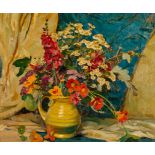 William Charles Penn (British 1877-1968)/Still Life of Flowers in a Jug/signed/oil on canvas,