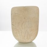 Peter Hayes (British, born 1946), a large raku bow vase with cream textured finish,