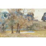 Alfred East (British 1849-1913)/River Landscape/signed/gouache, 24cm x 38.