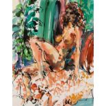 Hendrik Grise (American 1914-1982)/Reclining Nude/watercolour, 61cm x 46.