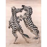 Vladimir Tretchikoff (Russian 1913-2006)/Fighting Zebras/Lithograph/inscribed,