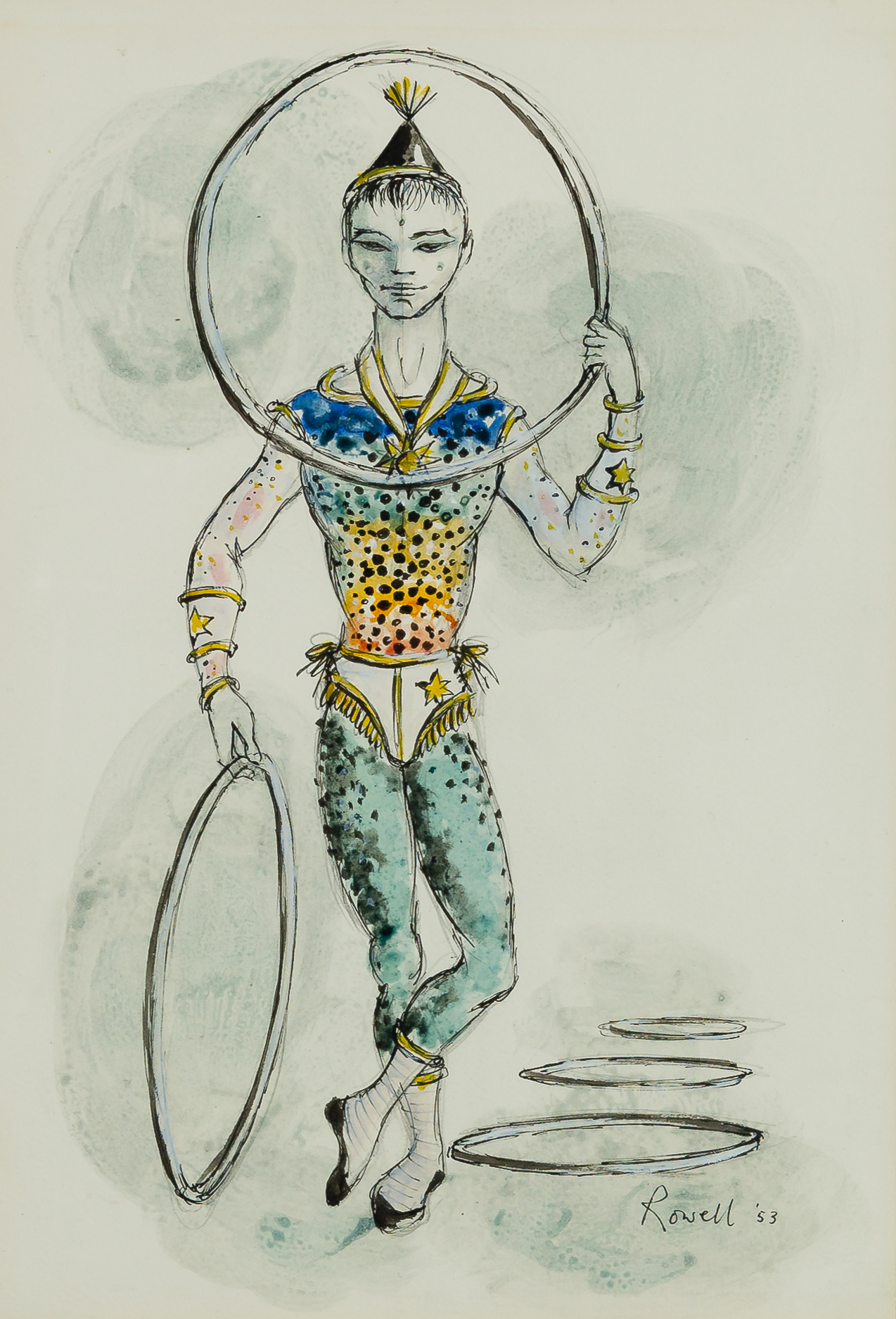 Kenneth Rowell (Australian 1920-1999)/Dancers/costume designs for ballet/pen,