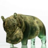 Pino Signoretto (Italian 1944-2017), a glass sculpture of a hippopotamus,