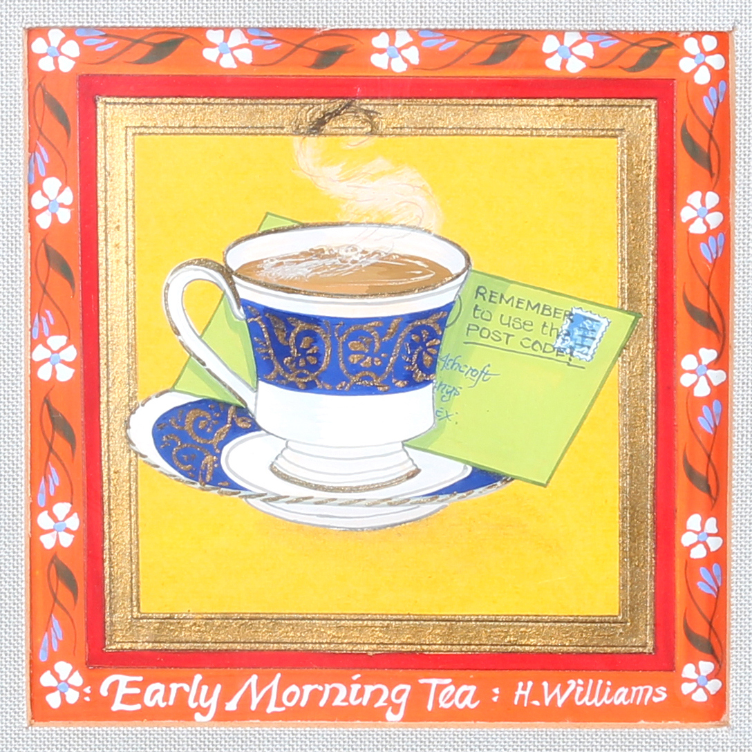 Helen Williams (British, 20th Century)/Early Morning Tea/gouache, 7.5cm x 7.