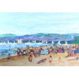 Christopher Johnson (South African/British, born 1961)/Dorset Beach Scene/signed/pastel,