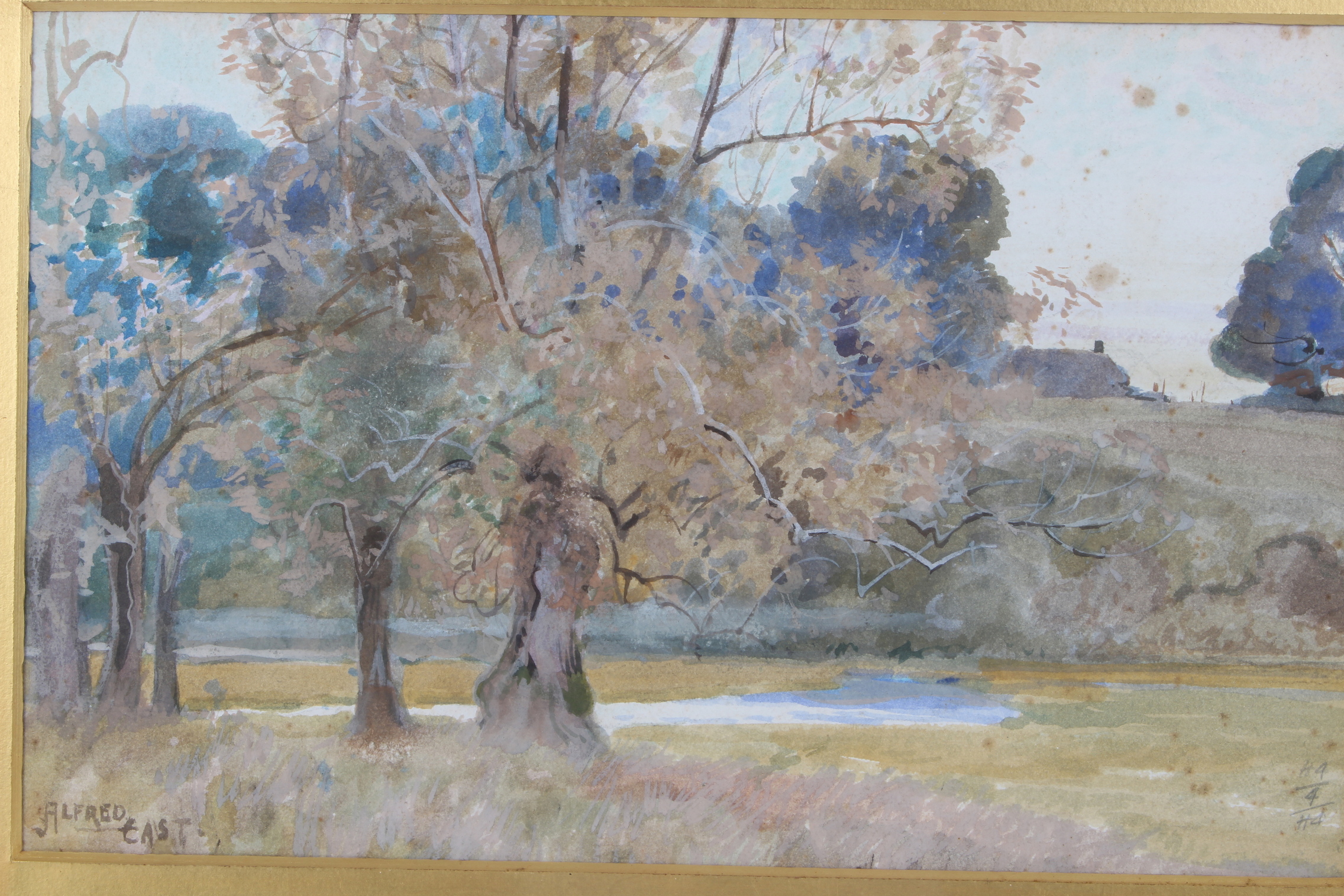 Alfred East (British 1849-1913)/River Landscape/signed/gouache, 24cm x 38. - Image 3 of 3