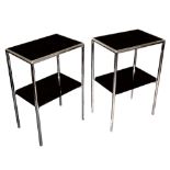 Par Pel Ltd, a pair of chrome and glass two-tier tables,