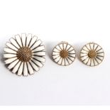 Georg Jensen, an enamel and silver daisy brooch,