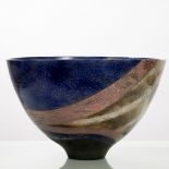 Don Jones (Contemporary), a large porcelain bowl painted cobalt blue with pink,