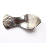 An Arts & Crafts silver caddy spoon, Enid Kelsey, London 1935, with planished surface,
