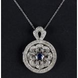 A sapphire and diamond locket pendant,