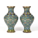 A large pair of Chinese cloisonné vases,