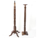 A William IV mahogany torchère formed from a bed post and another